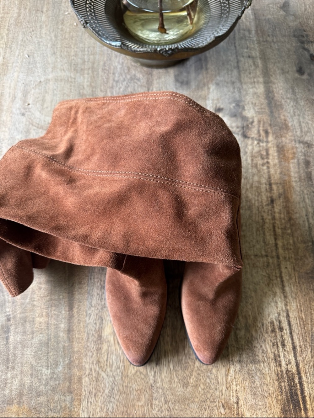 Naturalizer Wide Calf Rust Brown Suede Over-the-Knee Boots - Picture 2 of 8